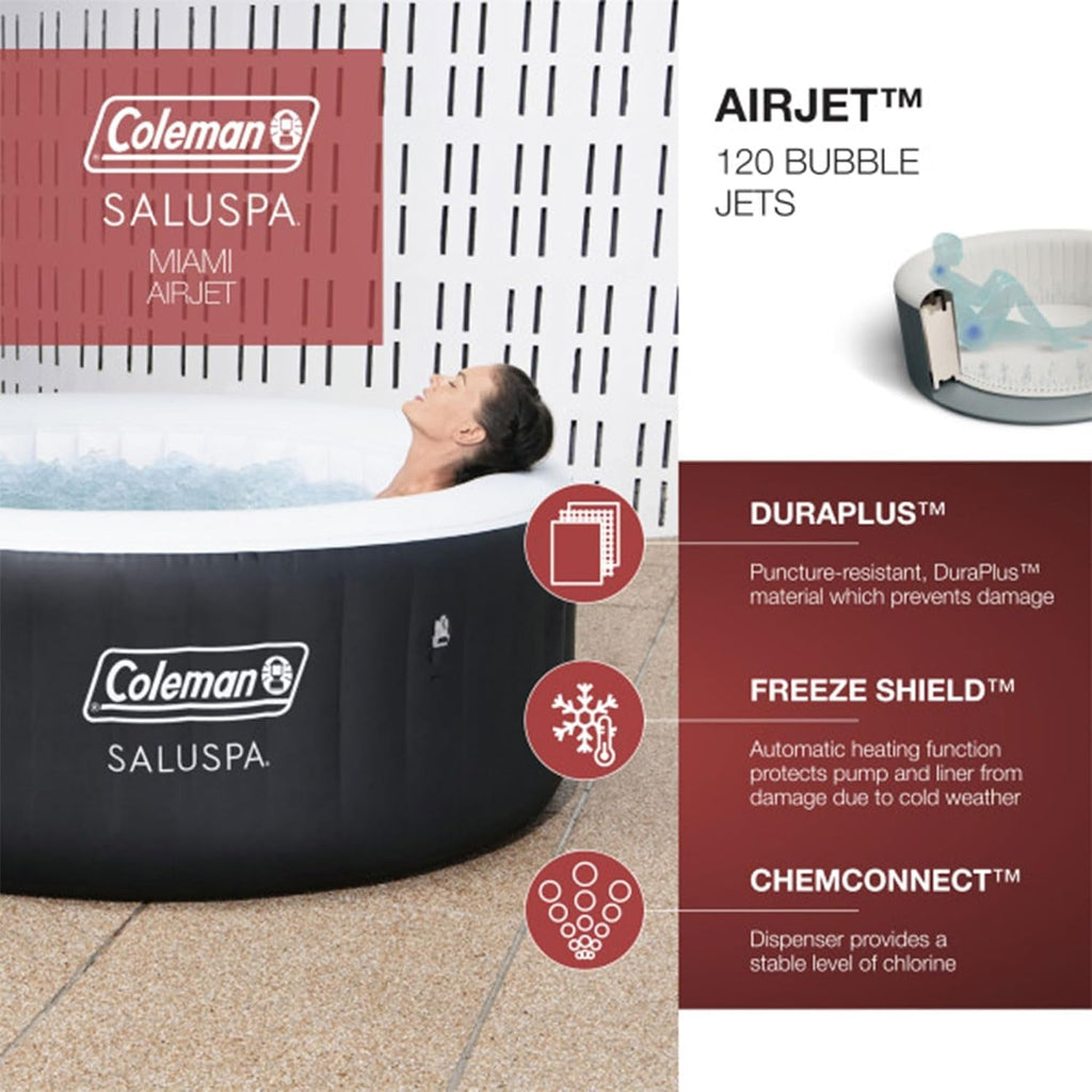 Black 4 Person Inflatable Hot Tub 60 Jets